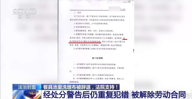 一名厨工在幼儿园洗碗池里洗墩布被辞退 法院：支持！儿童安全重于一切(图9)